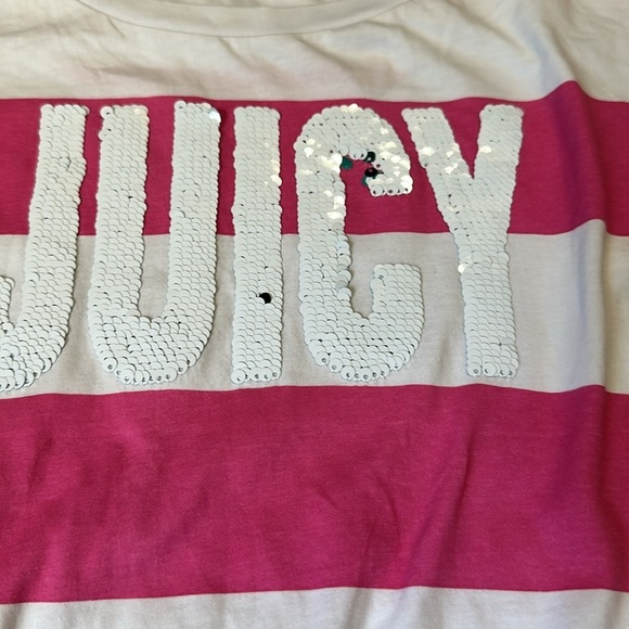 Juicy Couture Striped Dress Sequin Logo Pink White Gurls 3XL - Picture 3 of 6